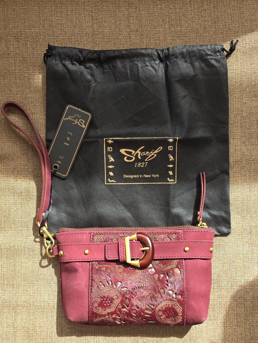 SHARIF: BURGUNDY WRISTLET W/ DUSTER